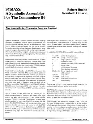 [SYMASS: A Symbolic Assembler for the Commodore 64 (1/8)]