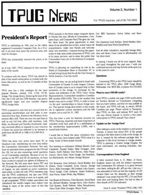 [TPUG News, Volume 2, Number 1, page 1 
President's Report]