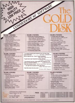 [Advertisement: Commodore 64 Software: The Gold Disk]