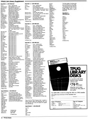 [TPUG News, Volume 1, Number 1, page 8 
TPUG C-64 Library Supplement (4/4)]