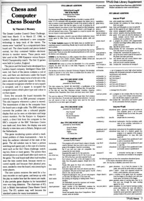 [TPUG News, Volume 2, Number 1, page 7 
Chess and Computer Chess Boards 
TPUG Disk Library Supplement (1/2)]